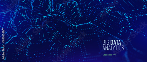 Blue Tech Digital AI Data Flow Vector Background. Future of Big Data Technology Lines. Data Transmission Concept. Information Matrix Flow in Virtual Reality Cyberspace. Vector Illustration.