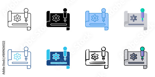 Prototype icons set multiple style vector collection. Editable stroke
