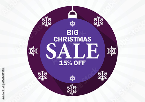 Big Christmas Sale 15% Off Holiday Discount Promo Badge