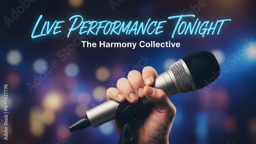 Hand holding microphone on stage tonight.