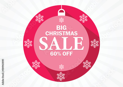 Big Christmas Sale 60% Off Holiday Discount Circular Badge