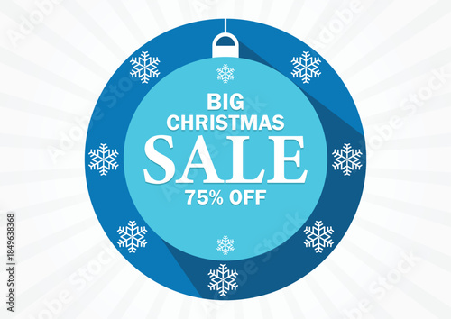 Big Christmas Sale 75% Off Holiday Discount Shopping Tag