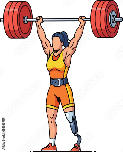 Motivational Paralympic Weightlifting Athlete Character Design