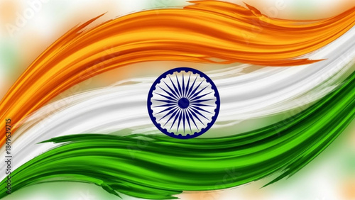 Indian flag waving with Ashoka Chakra a vibrant saffron white and green tricolor design for national celebrations and patriotic themes isolated on a soft background