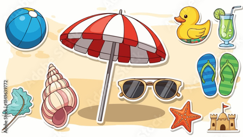 Beach Vacation Summer Fun Objects Collection.