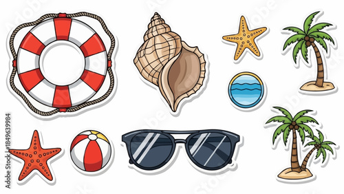 Collection of Summer Beach Vacation Icons and Symbols.