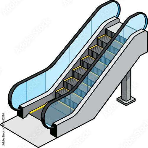 Escalator Infrastructure Isometric Illustration for Shopping Mall and Public Transport Interior Design