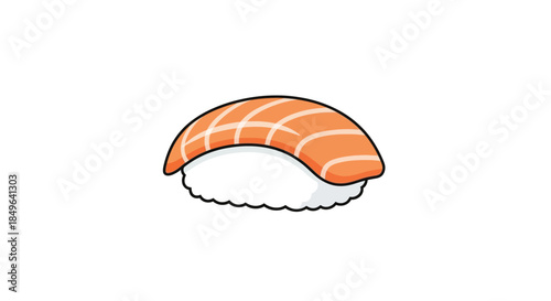 Delicious fresh salmon nigiri sushi on white background.