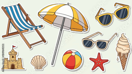 Summer Beach Vacation Objects Collection Fun Holiday Items.