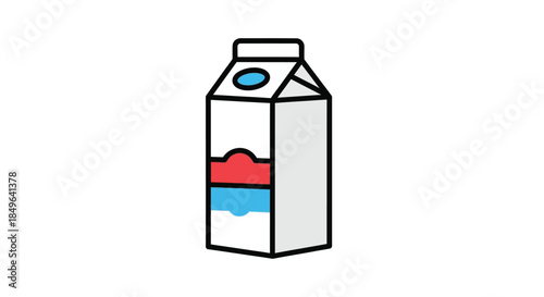 Simple Milk Carton Illustration on White Background.