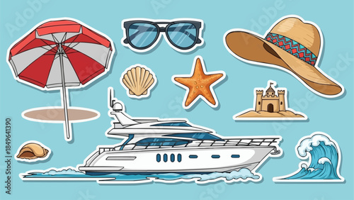 Luxury Yacht and Beach Vacation Essentials Collection.