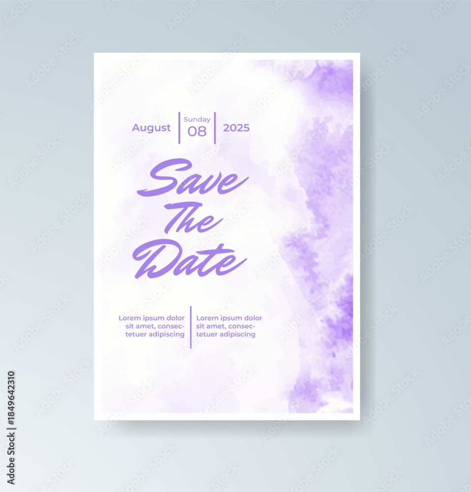 Fototapeta premium Wedding invitation with abstract splash watercolor