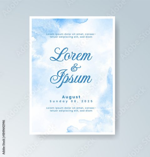 Wedding invitation with abstract splash watercolor