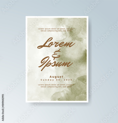 Wedding invitation with abstract splash watercolor