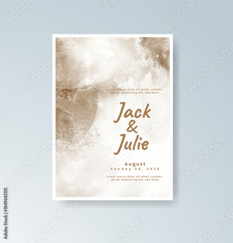 Wedding invitation with abstract splash watercolor