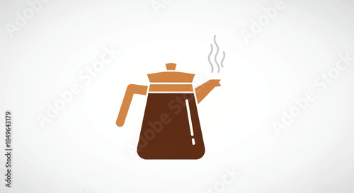 Steaming Coffee Pot Illustration on White Background.