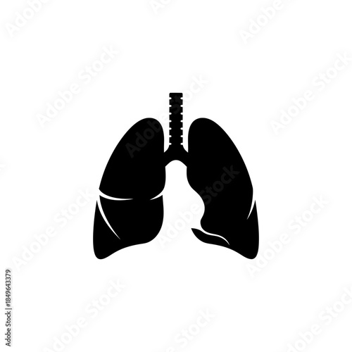 Black silhouette of human lungs with trachea on for medical concepts