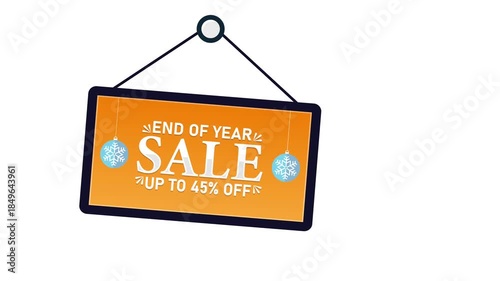 End of Year Sale Up to 45% Off Discount Promotion. 4K animation background footage for Christmas and Happy New Year, Holidays 
