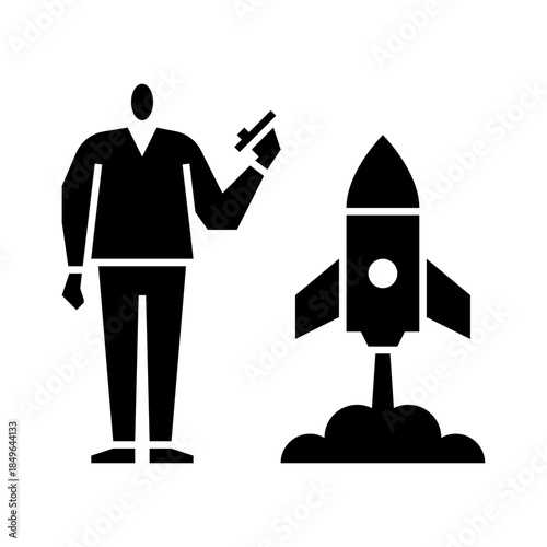launch project glyph icon. launch rocket illustration.