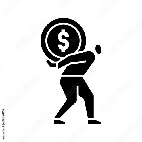 Burden glyph icon. Business problem illustration.