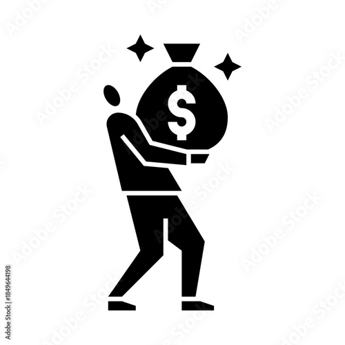 Big income glyph icon. earnings illustration.