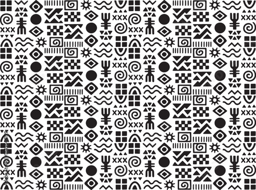 African tribal abstract pattern on a white background