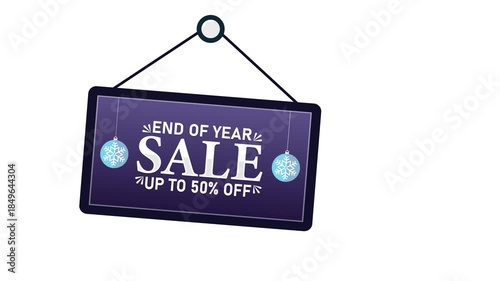 Happy new year sign. End of Year Sale Up to 50% Off Discount Promotion. 4K animation background footage for Christmas and Happy New Year, Holidays 
