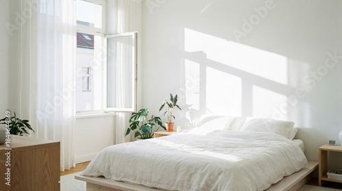 Bright and Airy Bedroom with Natural Light Interior Design Minimalist Home Decor. Concept featuring bedroom, natural light, interior design, minimalist, home decor.
