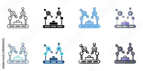 Robotics surgery set multiple style vector collection. Editable stroke 
