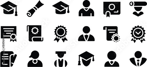 A comprehensive collection of education and professional certification icons for various achievements