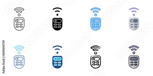 Remote control set multiple style vector collection. Editable stroke 
