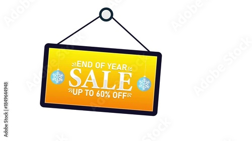 End of Year Sale Up to 60% Off Discount Promotion. 4K animation background footage for Christmas and Happy New Year, Holidays 