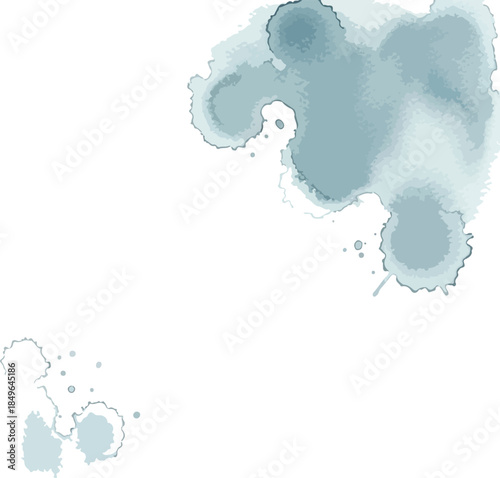 Blue Watercolor Splotches on White Background