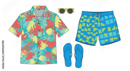 Tropical Summer Outfit for Vacation and Beach Fun.
