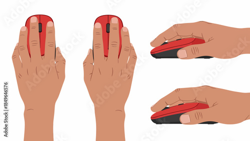 Fingernails being painted red with nail polish from different viewpoints