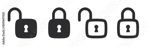 Open and closed locks icons. Padlocks icons. Security symbol icons. Vector scalable graphics