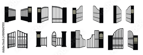 open gate icons vector