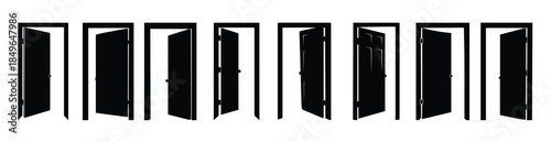 open door silhouette clipart bundle isolated on a white