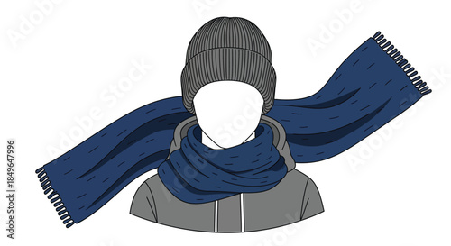 Winter Clothing Set Beanie Scarf and Hoodie Illustration.