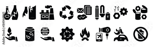 pack of waste sorting icons