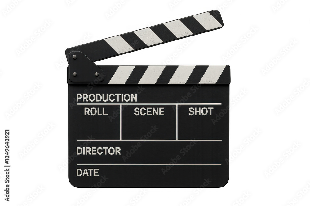 Obraz premium Clapperboard for film production, cinema, movie, media, and video content creating. Movie industry equipment