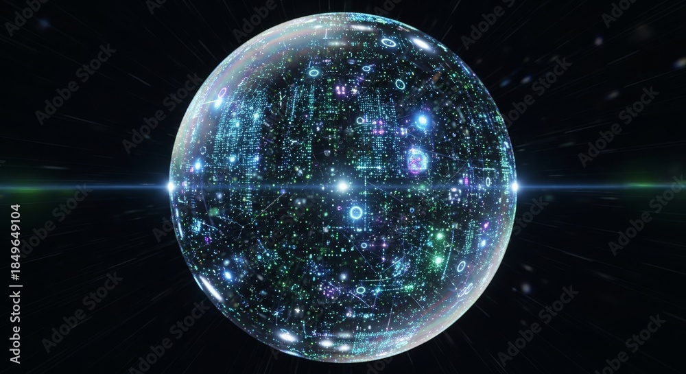 Obraz premium Rotating sphere filled with data points