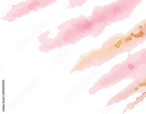 Pink Watercolor Strokes with Gold Accents on White Background