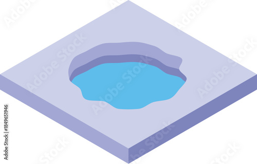 Melting ice creates a hole in an isometric projection, illustrating the effects of climate change
