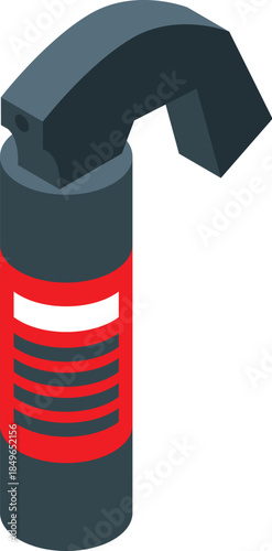 Red pepper spray being held in self defense, isometric projection