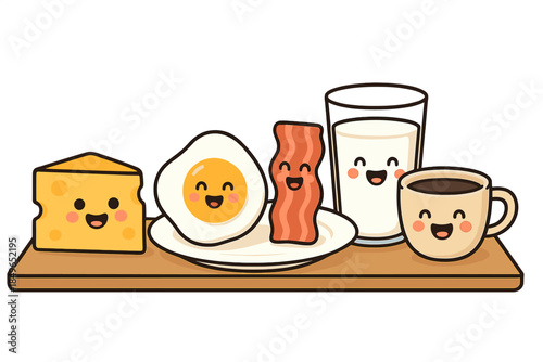 Cute Kawaii Breakfast Characters