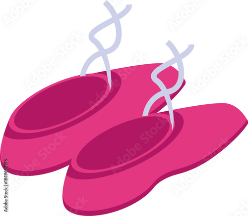 Ballet shoes drying after practice, hanging by their ribbons