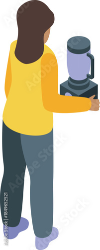 Woman holding a blender, preparing to make a healthy smoothie or milkshake