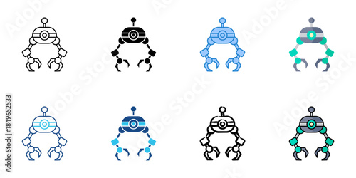 Crawler set multiple style vector collection. Editable stroke 
