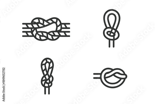Four knot diagrams on a dark background